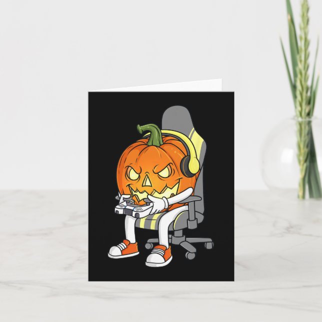 Gamer Halloween Jackolantern Scary Gaming Boys Kid Card (Front)
