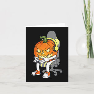 Gamer Halloween Jackolantern Scary Gaming Boys Kid Card