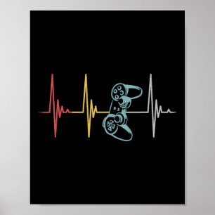 Gamer Heartbeat Controller For Nerd Multiplayer Ga Poster