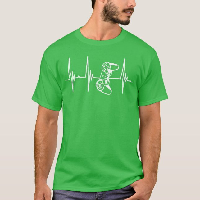 Gamer Heartbeat Controller For Nerd Multiplayer Ga T-Shirt (Front)