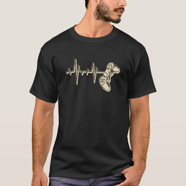 Gamer Heartbeat Love Video Game Player T-Shirt (Front)