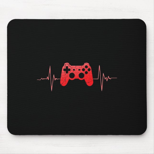 Gamer Heartbeat Pulse Video Game Controller Gaming Mouse Pad (Front)