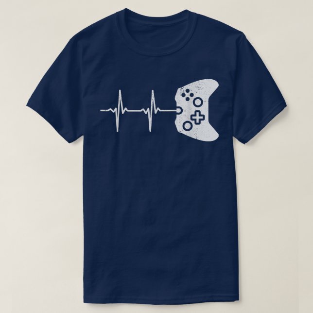 Gamer Heartbeat Tee Video Game Lover Gift  (Design Front)