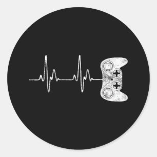 Gamer Heartbeat Video Game Lover Classic Round Sticker