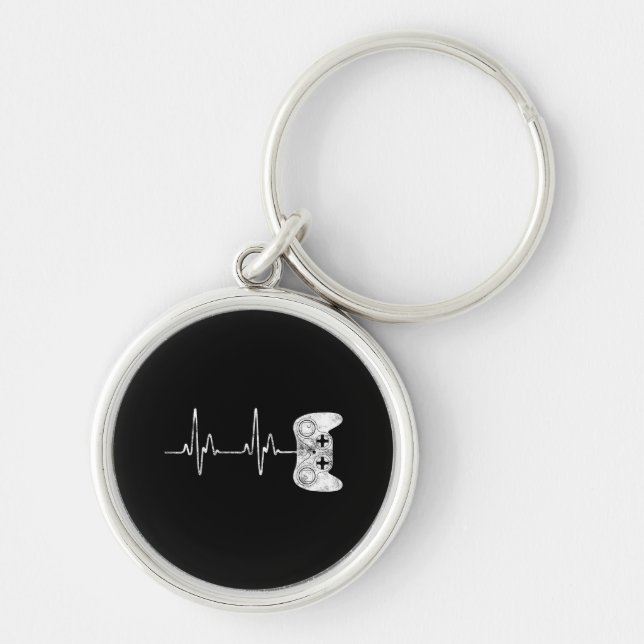 Gamer Heartbeat Video Game Lover  Keychain (Front)