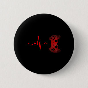 Gamer Heartbeat Video Games Gaming Boys Teens Men 2 Inch Round Button