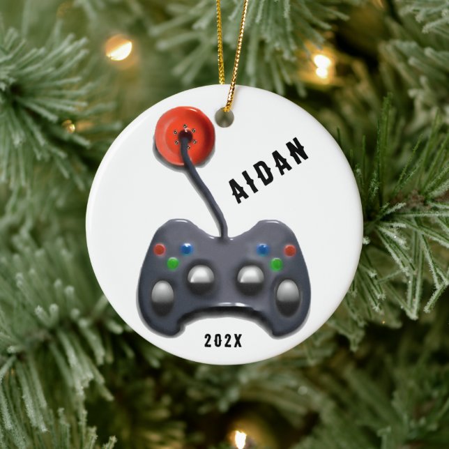 Gamer Holiday Gift Ceramic Ornament (Tree)