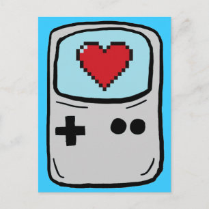 Gamer in love old school postcard