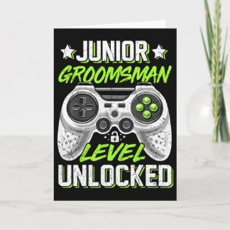 Gamer Junior Groomsman Level Unlocked Video Gaming Card