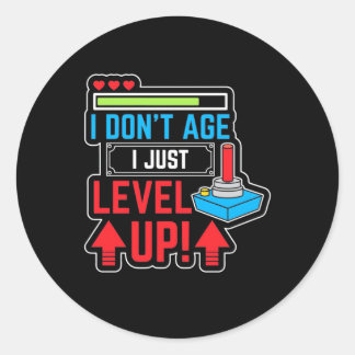 Gamer Just Level Up Classic Round Sticker