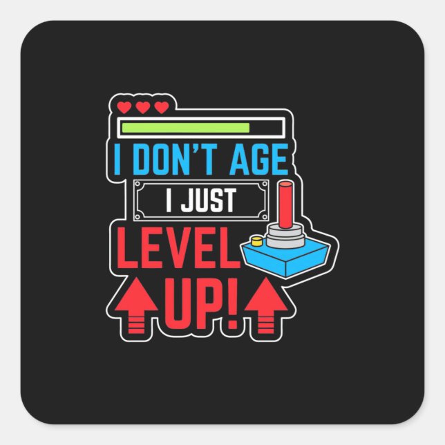 Gamer Just Level Up Square Sticker (Front)