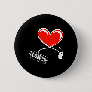 Gamer Keyboard And Mouse Video Game Heart Gaming L 2 Inch Round Button