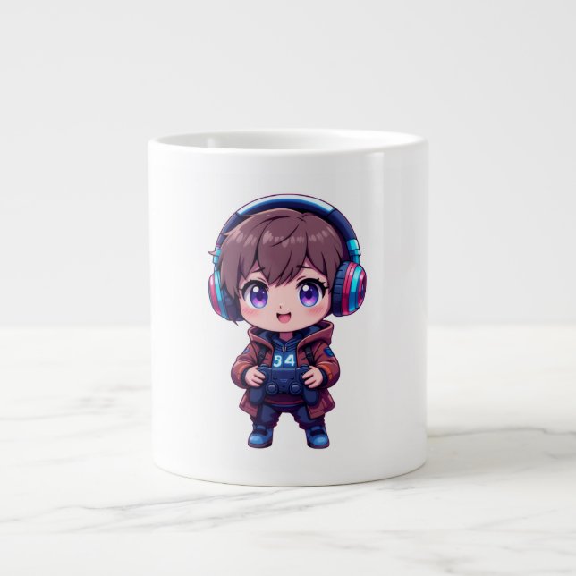Gamer Kid Mug avec casque et PlayStation Cont (Devant)