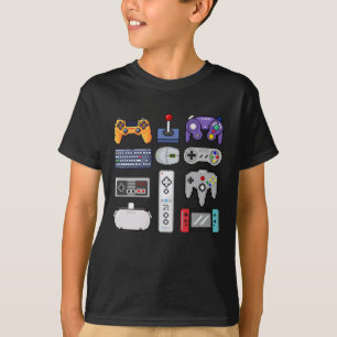 Gamer kids Pixel art game controllers gamepad T-Shirt