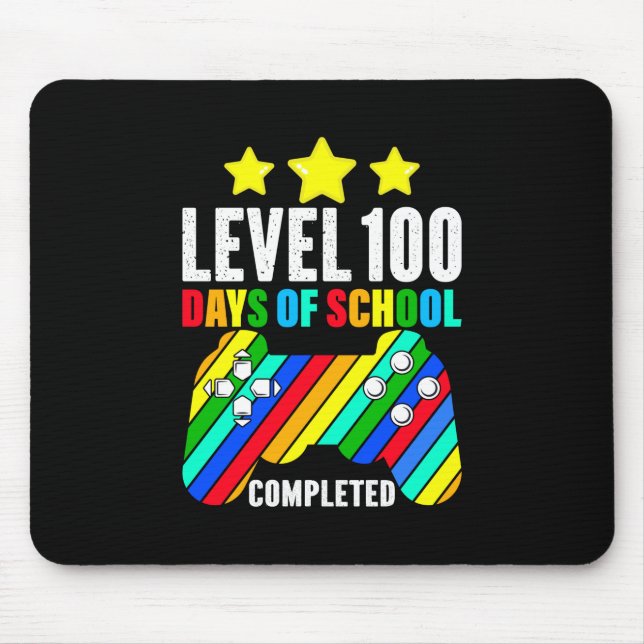 Gamer Level 100 Days Of School Completed Mouse Pad (Front)