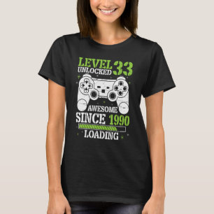 Gamer Level 33 Years Old Unlocked Awesome Since 19 T-Shirt