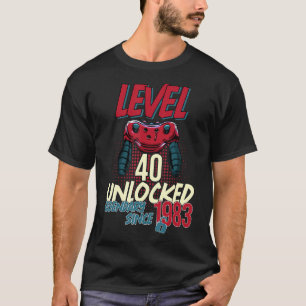 Gamer Level 40 unlocked Legendary Since 1983 40th T-Shirt
