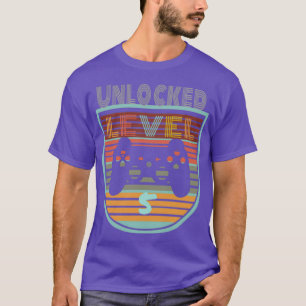 Gamer Level 5 Unlocked Kids Shirt 5th Birthday Vid