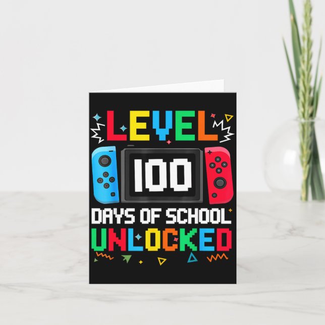 Gamer Level Unlocked 100 Days Of School Student Bo Card (Front)