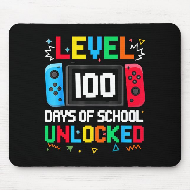 Gamer Level Unlocked 100 Days Of School Student Bo Mouse Pad (Front)