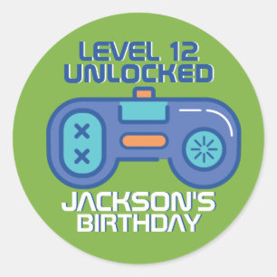 Gamer Level Unlocked Video Games Boy Birthday Classic Round Sticker