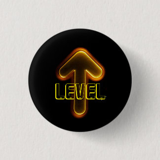 GAMER LEVEL UP ARROW ORANGE 1 INCH ROUND BUTTON