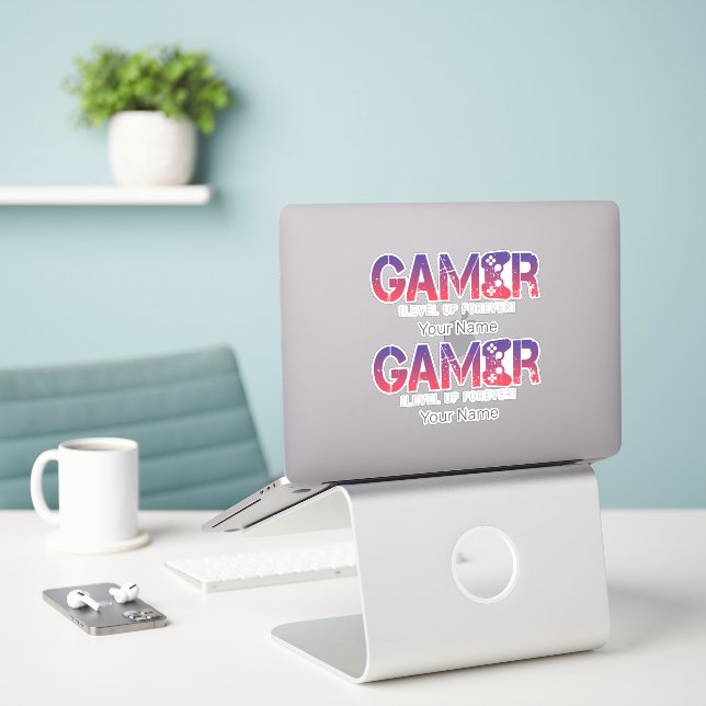 Gamer Level Up Forever Vintage Gamepad Design (Laptop On Desk)