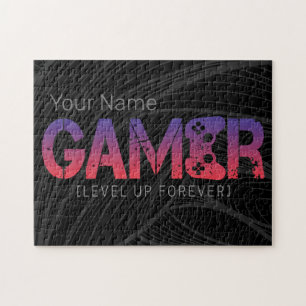 Gamer Level Up Forever Vintage Gamepad Design Jigsaw Puzzle