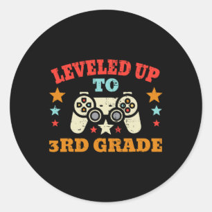 Gamer Levelled Up To 3rd Grade Third First Day Of  Classic Round Sticker