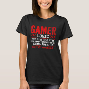 Gamer Logic  Press lean scream  Gaming T-Shirt