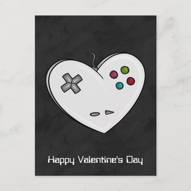 Gamer Love Controller Heart Valentine Holiday Postcard (Front)