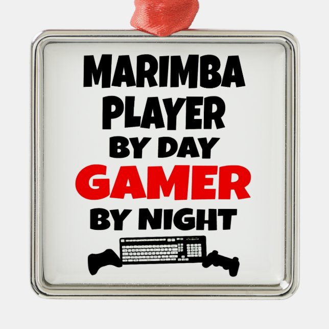 Gamer Marimba Player Metal Ornament (Front)