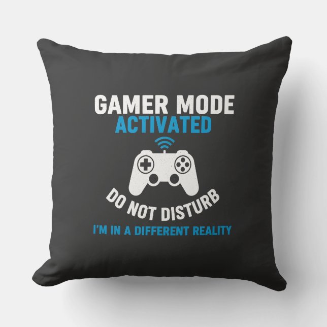 Gamer Mode Activated Funny Gaming Quote Design Throw Pillow (Front)