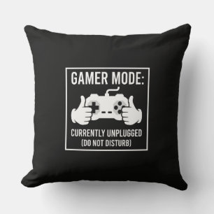 Gamer Mode Currently Unplugged Funny Video Game Qu Throw Pillow
