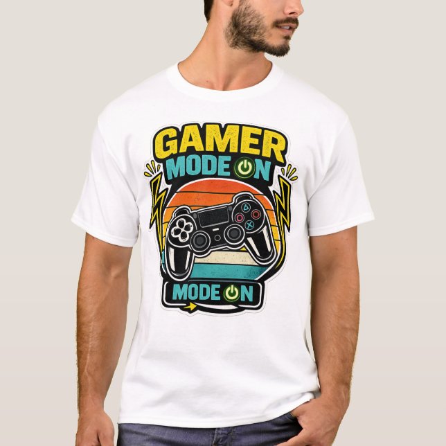 Gamer Mode On Retro Controller Sunset T-Shirt (Front)