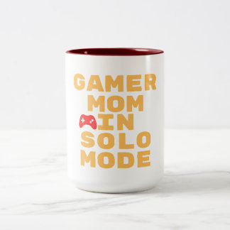 Gamer Mom Solo Mode Gaming Design Two-Tone Coffee Mug