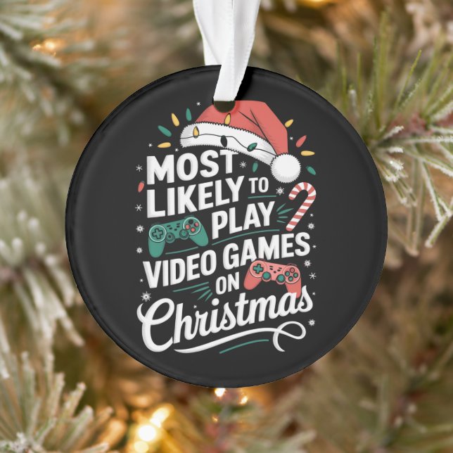 Gamer Most Likely To Play Video Games On Christmas Ornament (Tree)