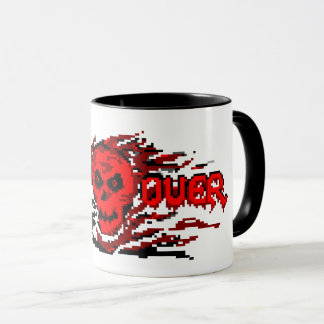 Gamer Mug - Retro 8-Bit Flaming Skull - GAME OVER