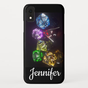 Gamer Nerd D&D Dice Patterned Custom Name iPhone XR Case