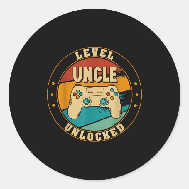 Gamer New Uncle Dad Mom Baby Announcement Pregnanc Classic Round Sticker (Front)