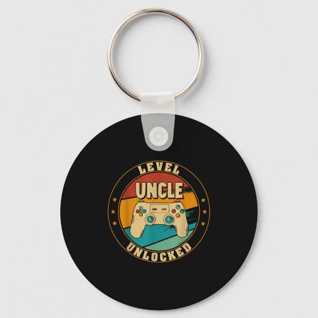 Gamer New Uncle Dad Mom Baby Announcement Pregnanc Keychain (Front)