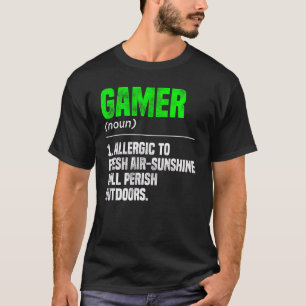 Gamer Noun Definition Video Game Player Gaming Pc  T-Shirt