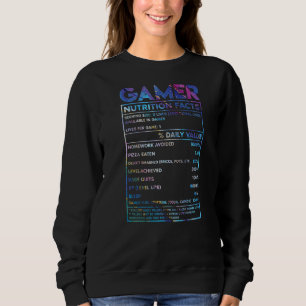 Gamer Nutrition Fact Gaming Quote Video Game Pun Sweatshirt
