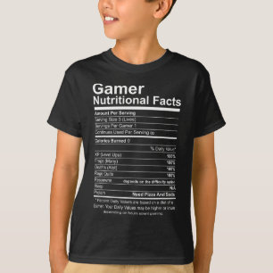 Gamer Nutritional Facts Cool Gamer Video Game Funn T-Shirt