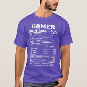 Gamer Nutritional Facts Gaming Funny Video Gamer M T-Shirt