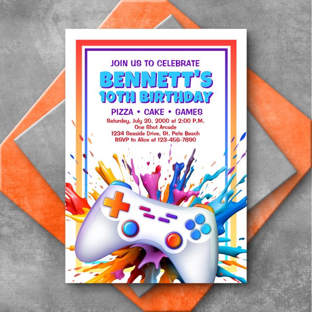Gamer Paint Invitation Anniversaire (Créateur téléchargé)