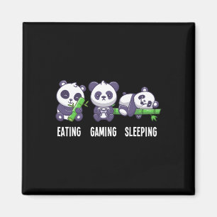 Gamer Panda Eating Gaming Sleeping For Multiplayer Magnet