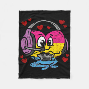 Gamer Panual Heart Pride Lgbt-q Retro Gaming Video Fleece Blanket