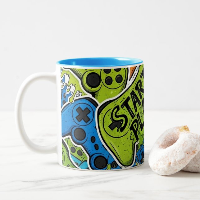 Gamer Pattern Coffee Mug (Avec donut)