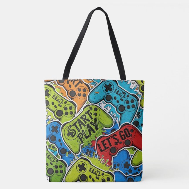 Gamer Pattern Tote Bag (Front)